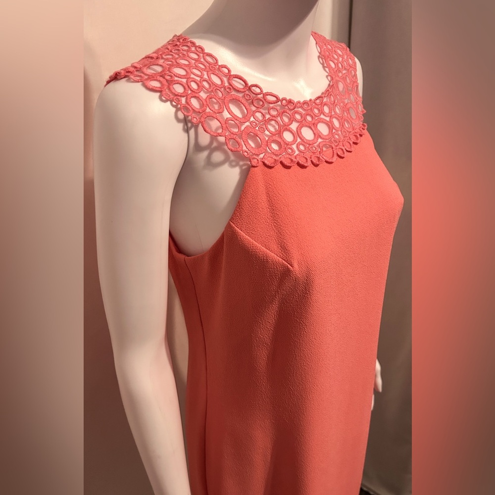 Trina Turk 0 Coral Pink Embroidered Sheath Cocktail Party Dress Elegant Boho - Picture 2 of 10